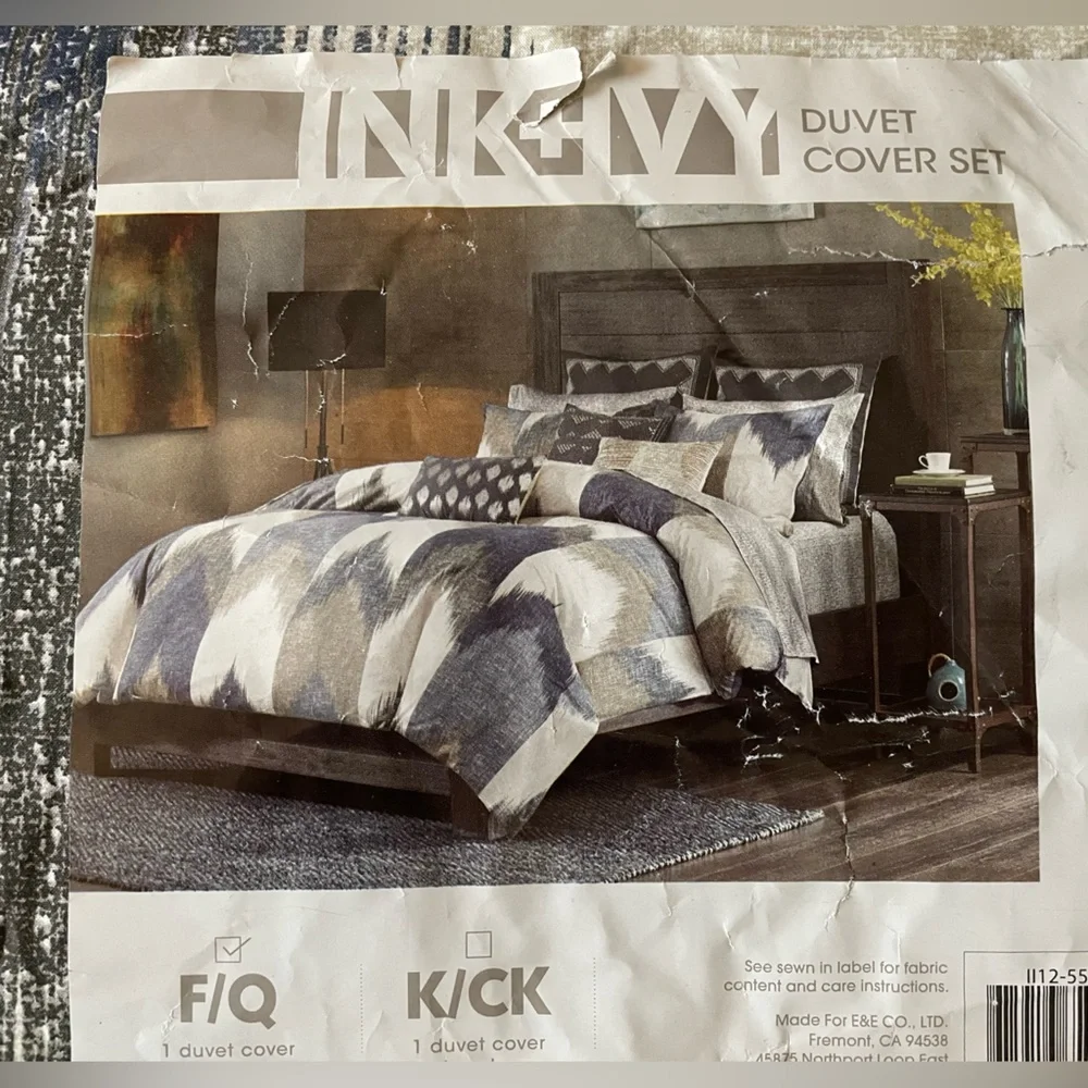 Ink+Ivy Alpine Duvet Cover Set Full Queen in Navy